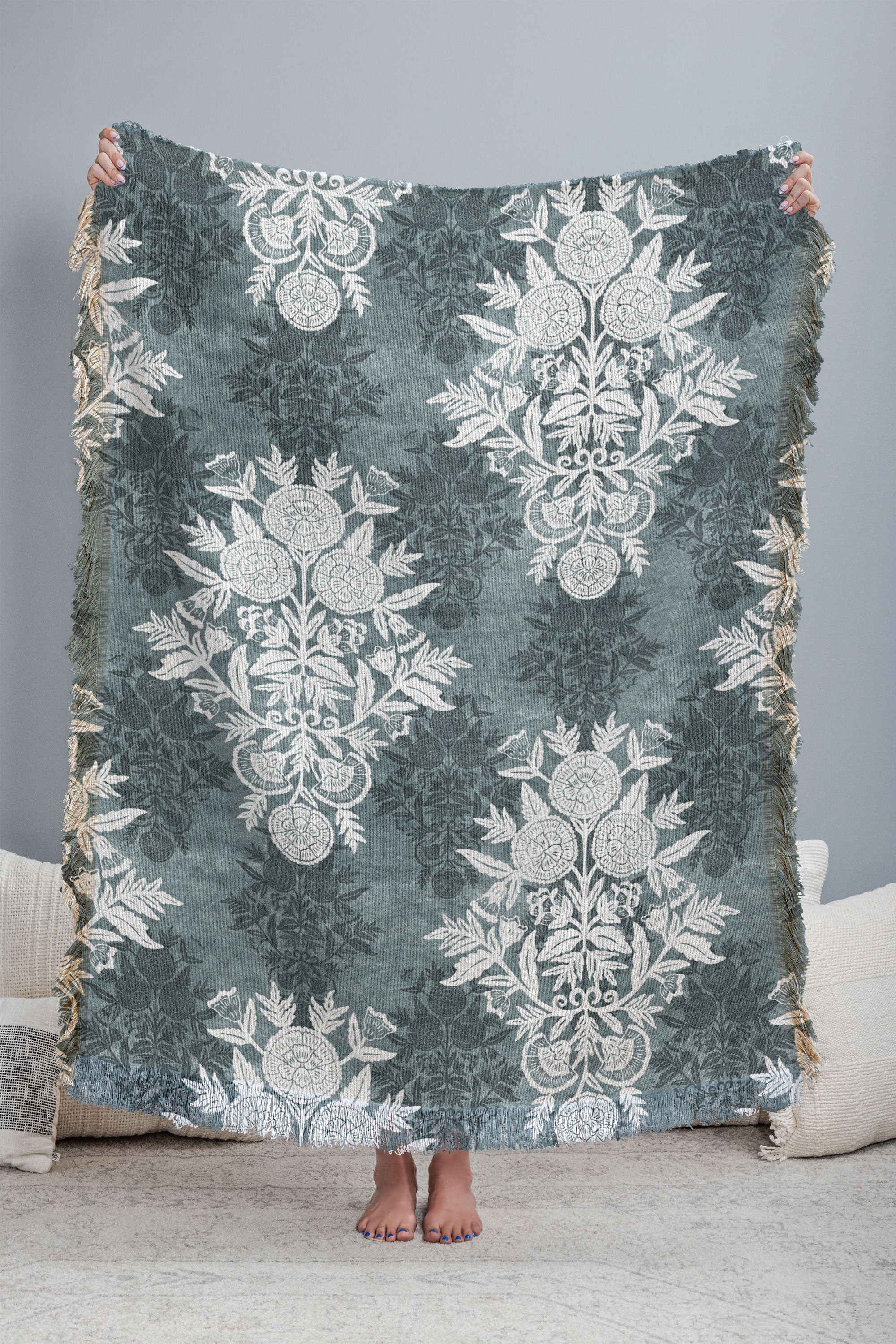 Marta Barragan Camarasa Antique Victorian Floral Throw Blanket