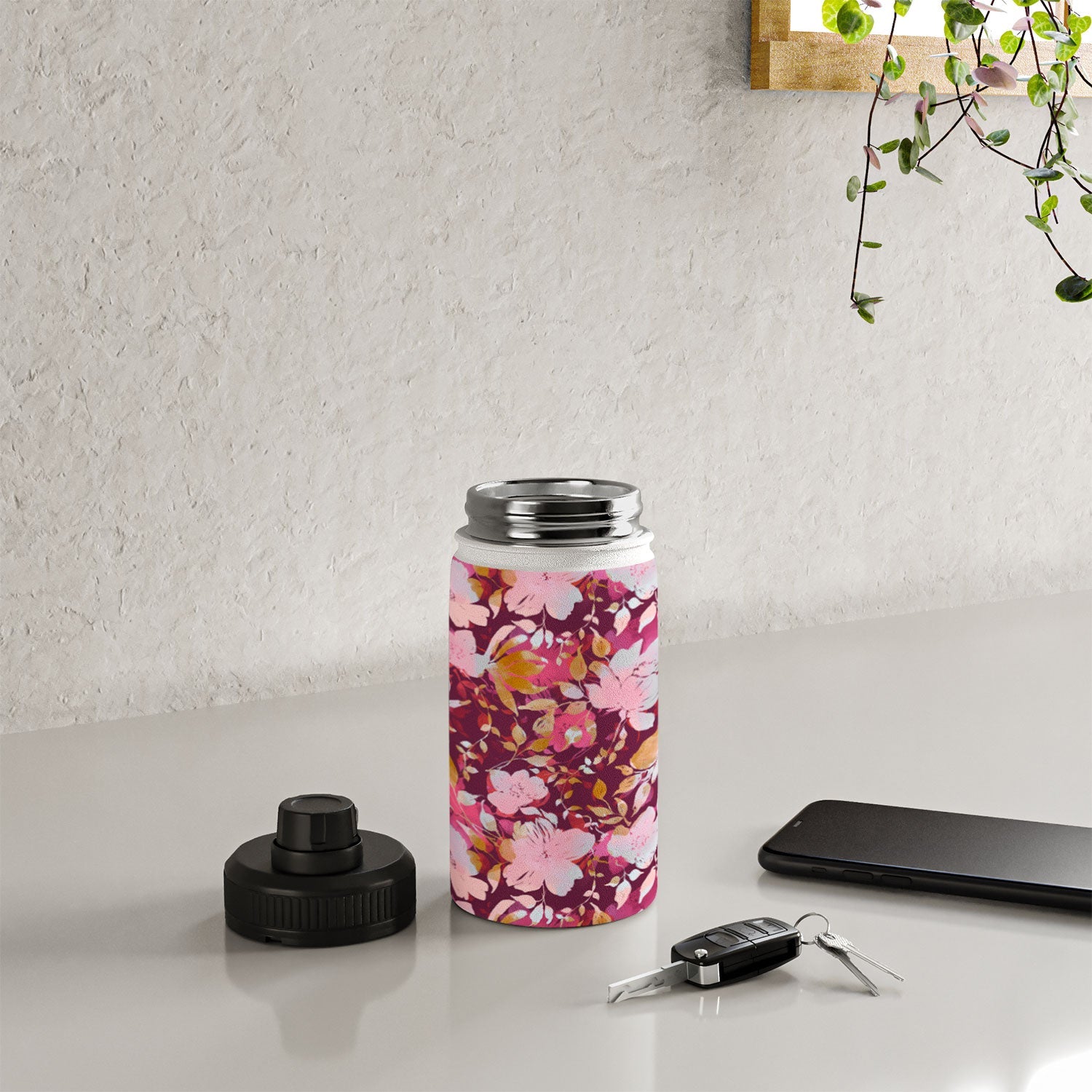 Marta Barragan Camarasa Blossoming Burgundy Fall Water Bottle