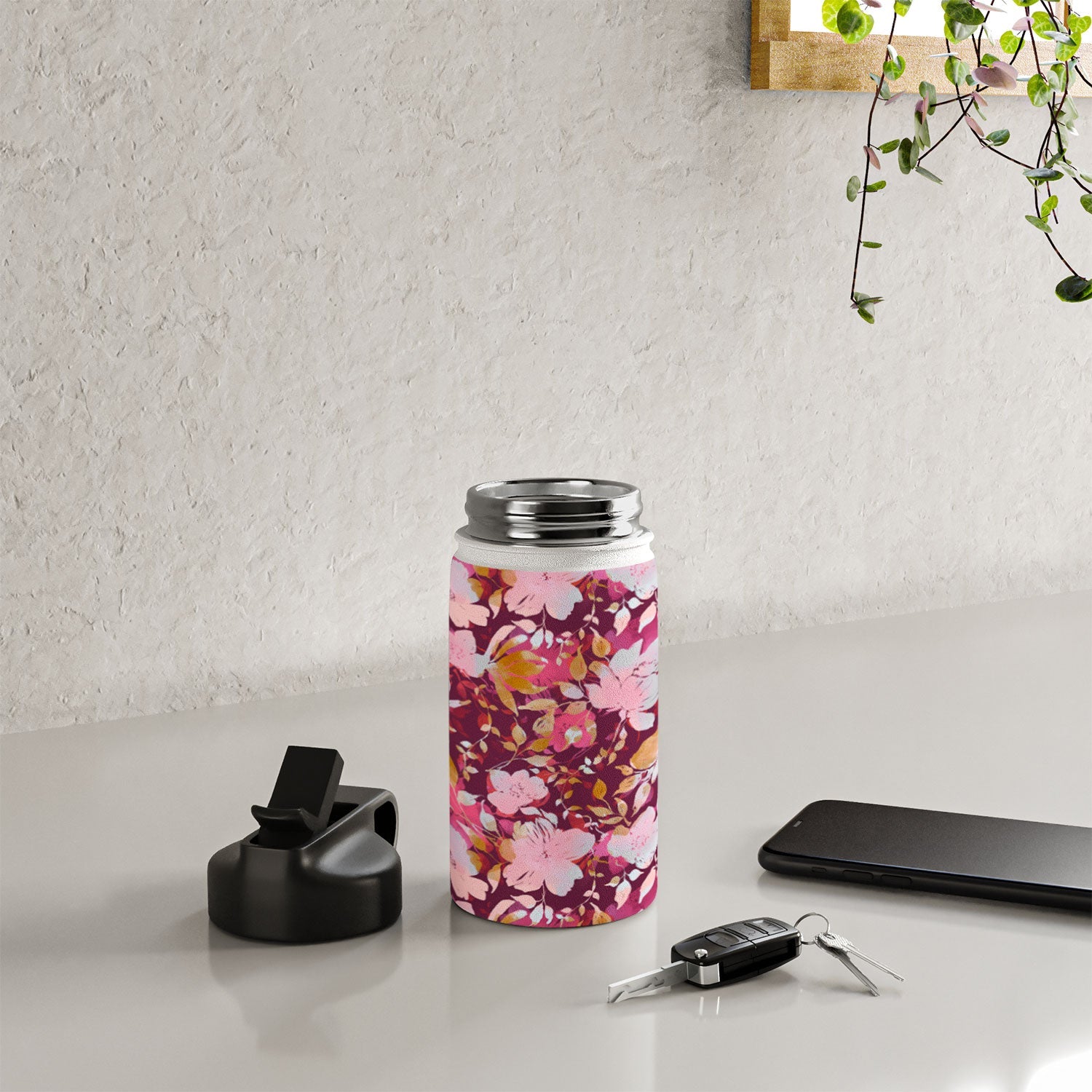 Marta Barragan Camarasa Blossoming Burgundy Fall Water Bottle