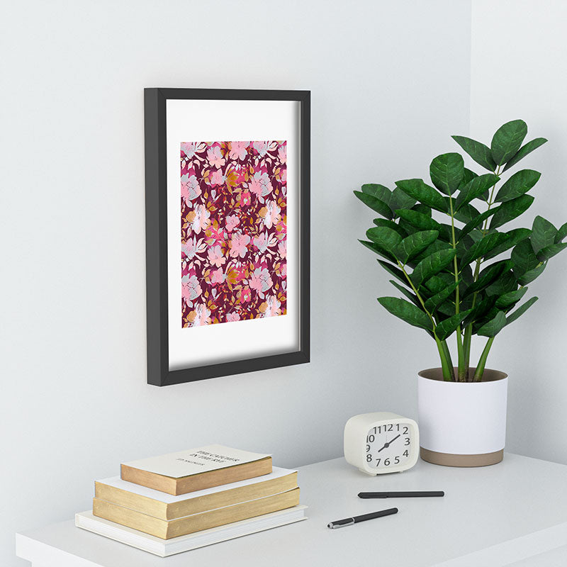 Marta Barragan Camarasa Blossoming Burgundy Fall Recessed Framing Rectangle