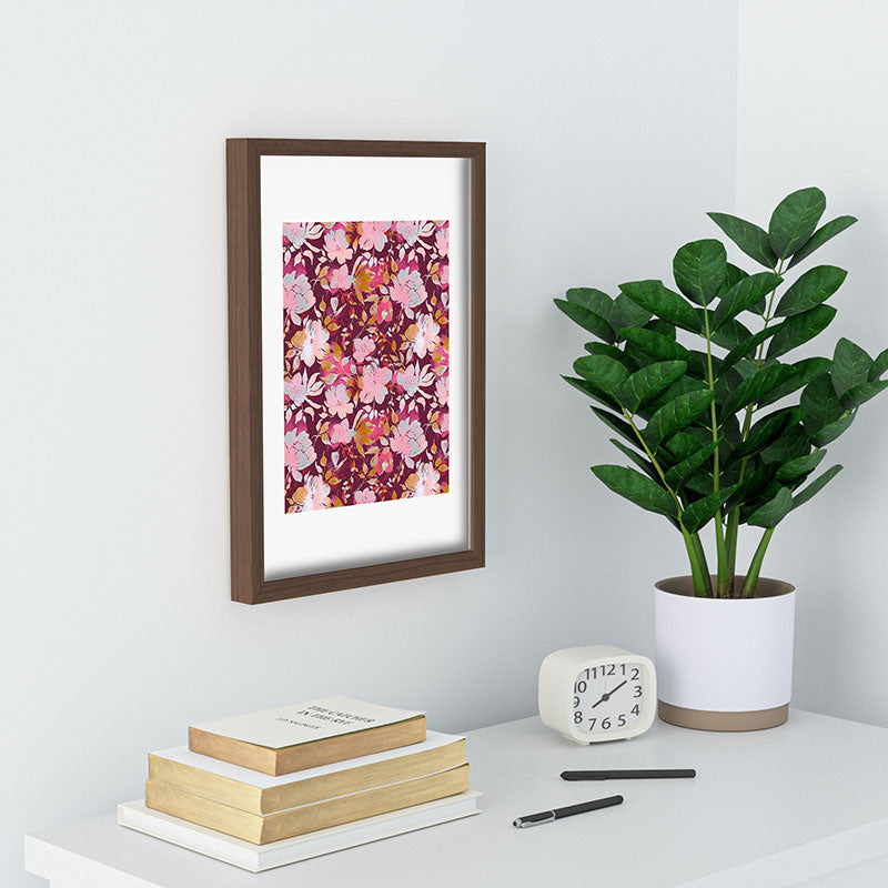 Marta Barragan Camarasa Blossoming Burgundy Fall Recessed Framing Rectangle