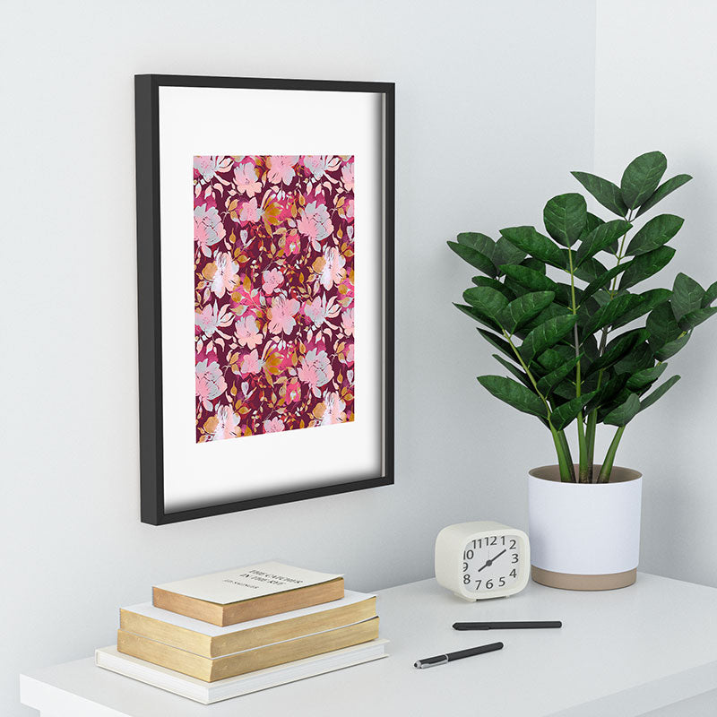 Marta Barragan Camarasa Blossoming Burgundy Fall Recessed Framing Rectangle