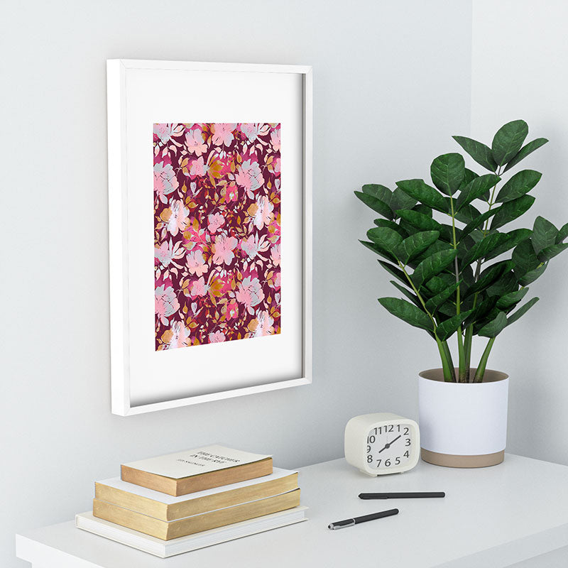 Marta Barragan Camarasa Blossoming Burgundy Fall Recessed Framing Rectangle