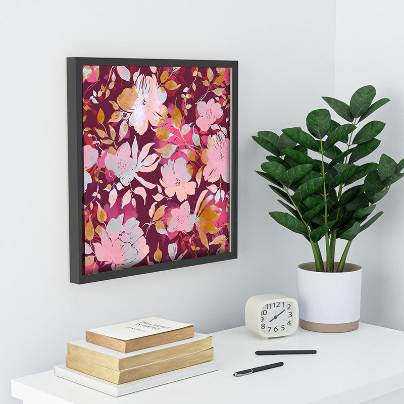 Marta Barragan Camarasa Blossoming Burgundy Fall Recessed Framing Square