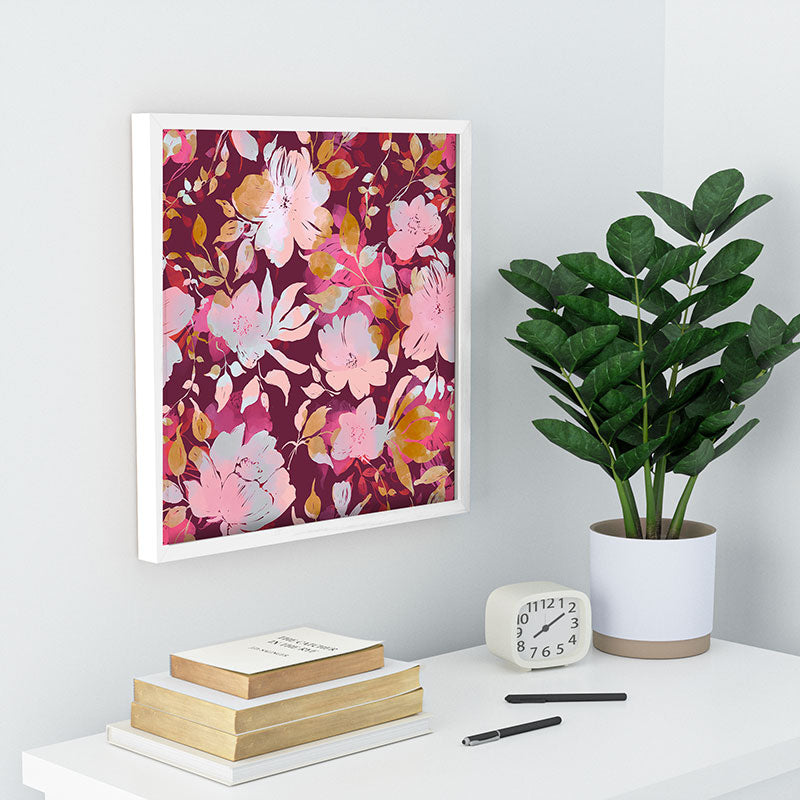 Marta Barragan Camarasa Blossoming Burgundy Fall Recessed Framing Square