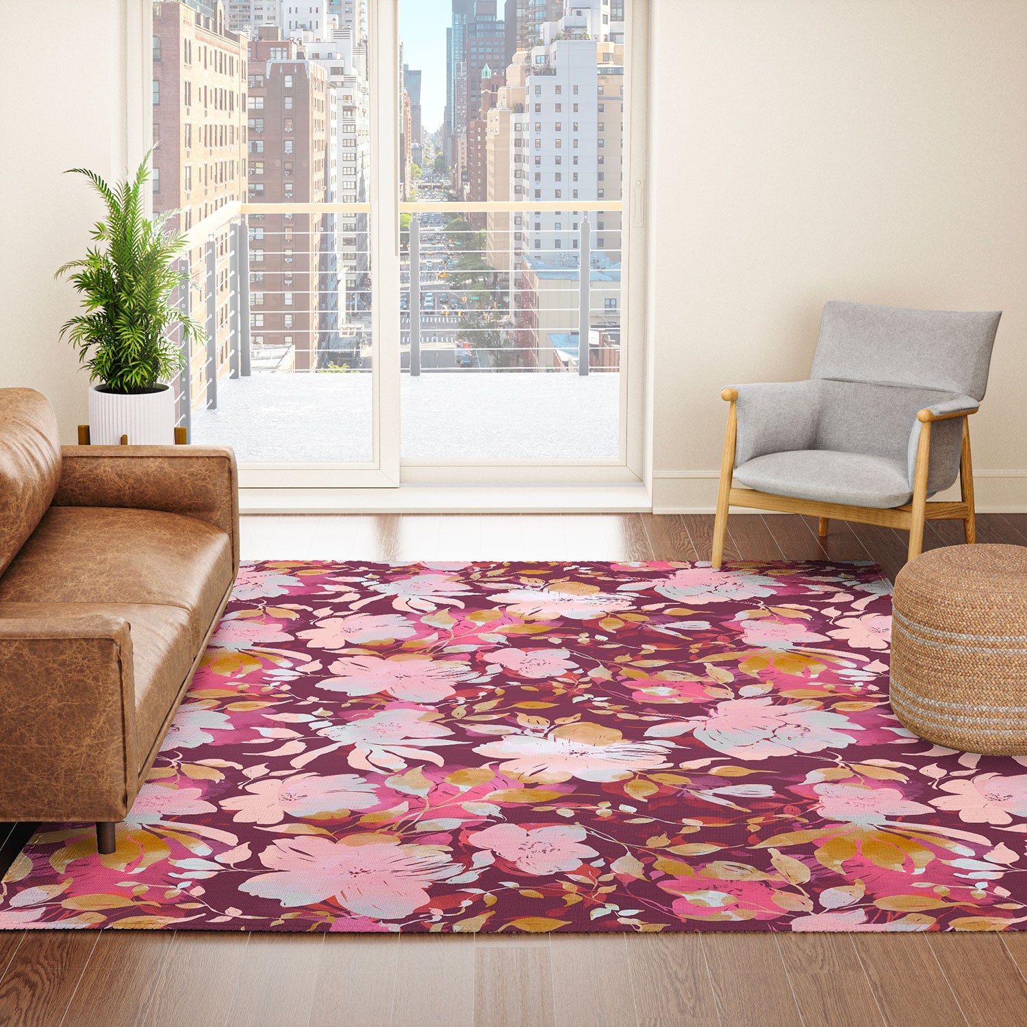 Marta Barragan Camarasa Blossoming Burgundy Fall Area Rug