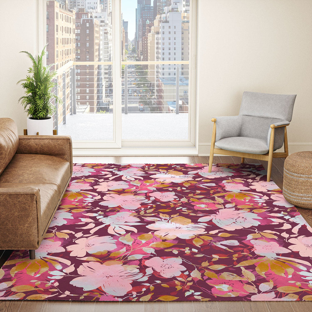 Marta Barragan Camarasa Blossoming Burgundy Fall Area Rug