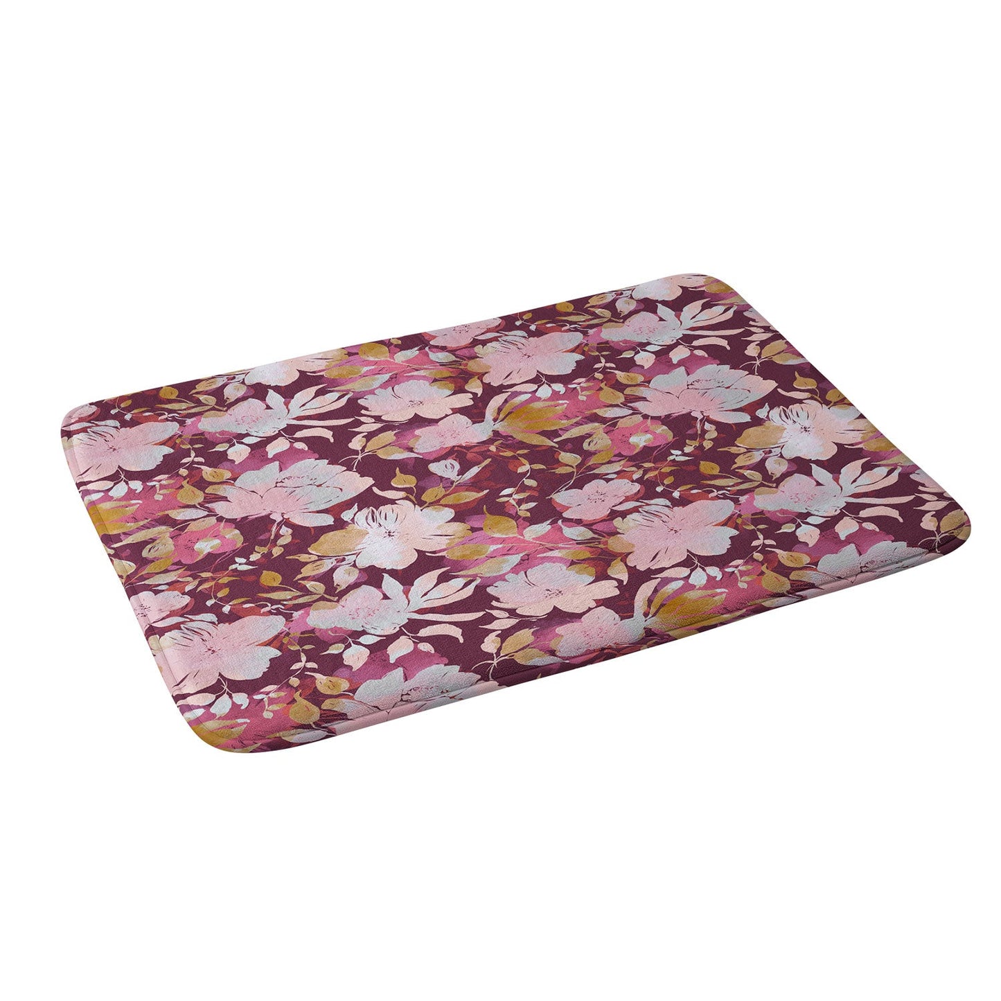 Marta Barragan Camarasa Blossoming Burgundy Fall Memory Foam Bath Mat