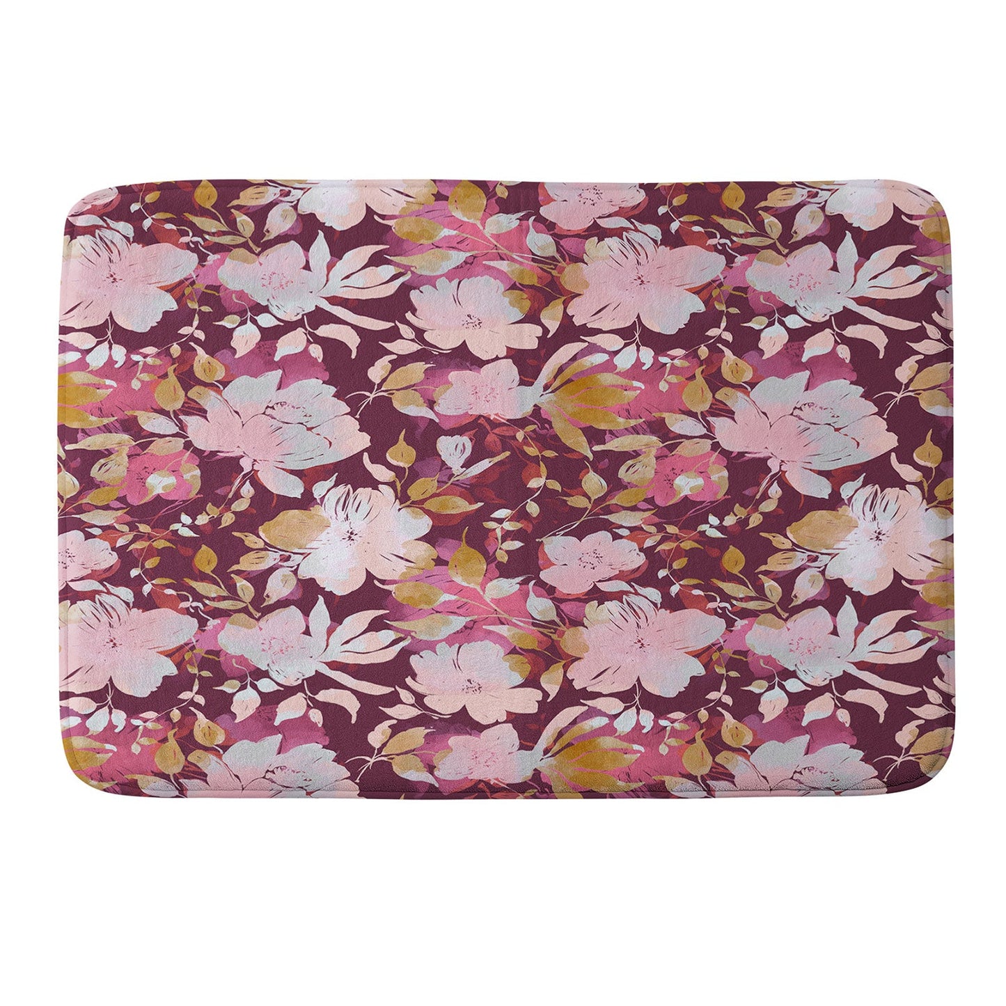 Marta Barragan Camarasa Blossoming Burgundy Fall Memory Foam Bath Mat