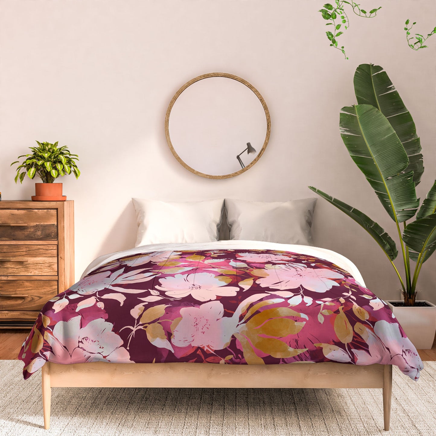 Marta Barragan Camarasa Blossoming Burgundy Fall Comforter