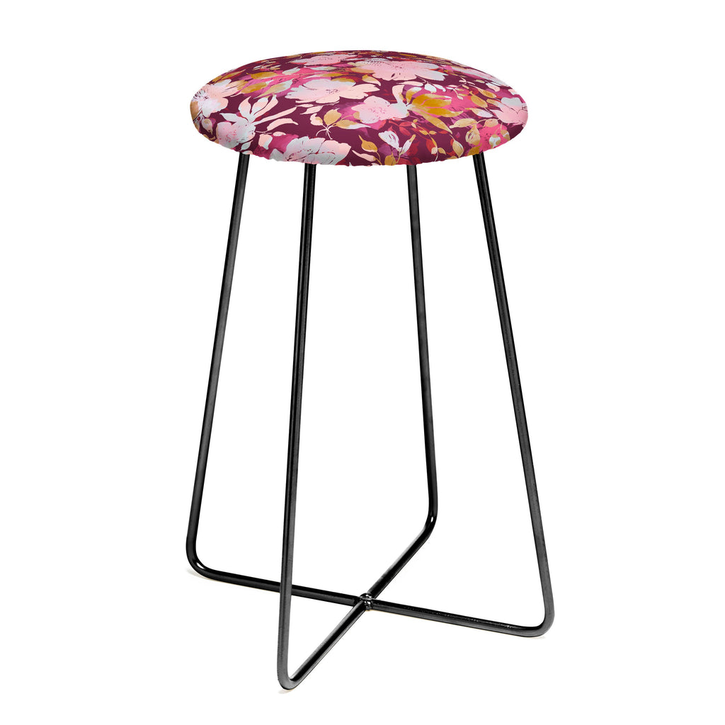 Marta Barragan Camarasa Blossoming Burgundy Fall Counter Stool