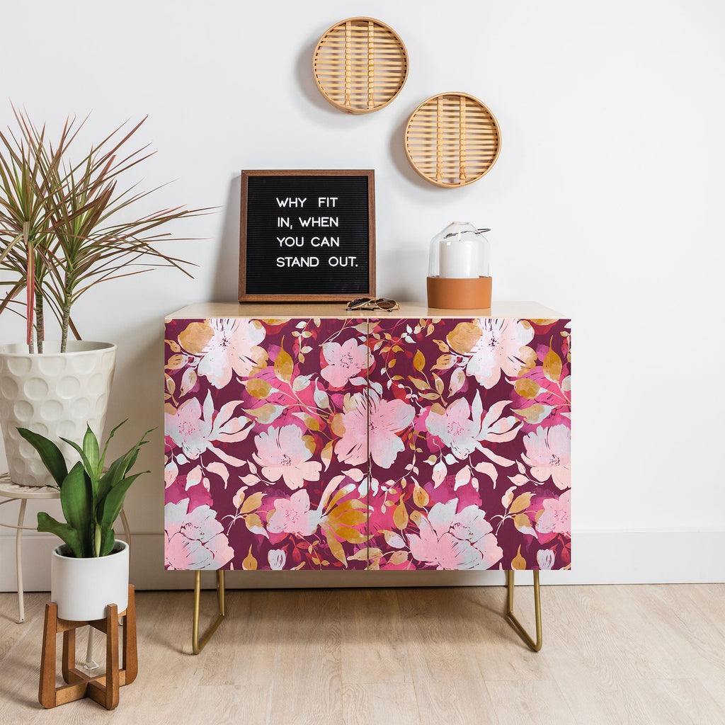 Marta Barragan Camarasa Blossoming Burgundy Fall Credenza