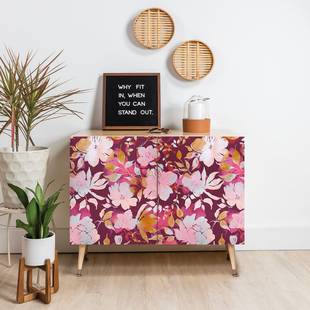 Marta Barragan Camarasa Blossoming Burgundy Fall Credenza