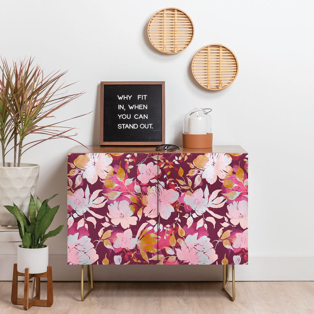 Marta Barragan Camarasa Blossoming Burgundy Fall Credenza
