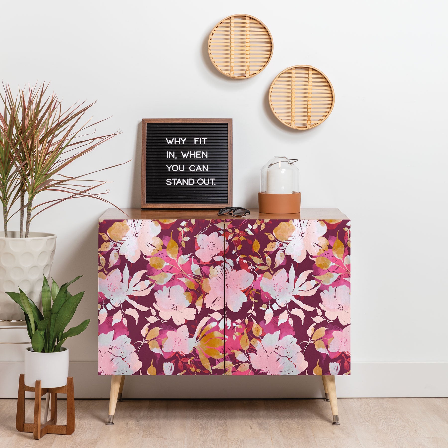 Marta Barragan Camarasa Blossoming Burgundy Fall Credenza