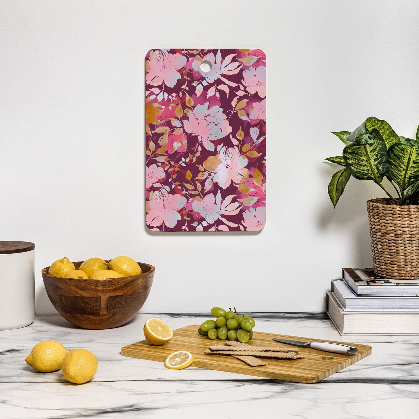 Marta Barragan Camarasa Blossoming Burgundy Fall Cutting Board Rectangle