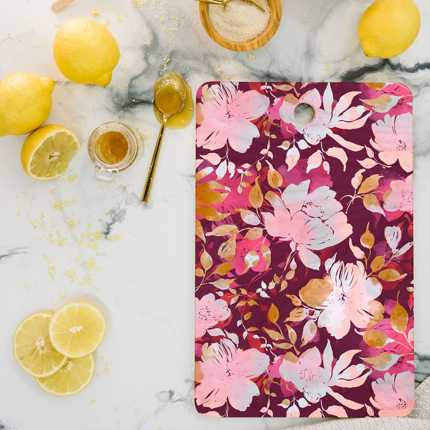 Marta Barragan Camarasa Blossoming Burgundy Fall Cutting Board Rectangle
