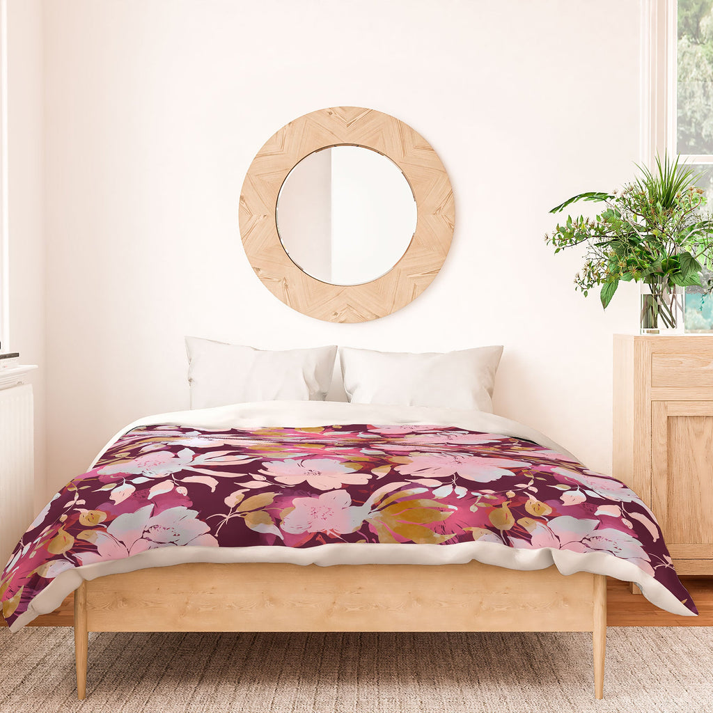 Marta Barragan Camarasa Blossoming Burgundy Fall Duvet Cover