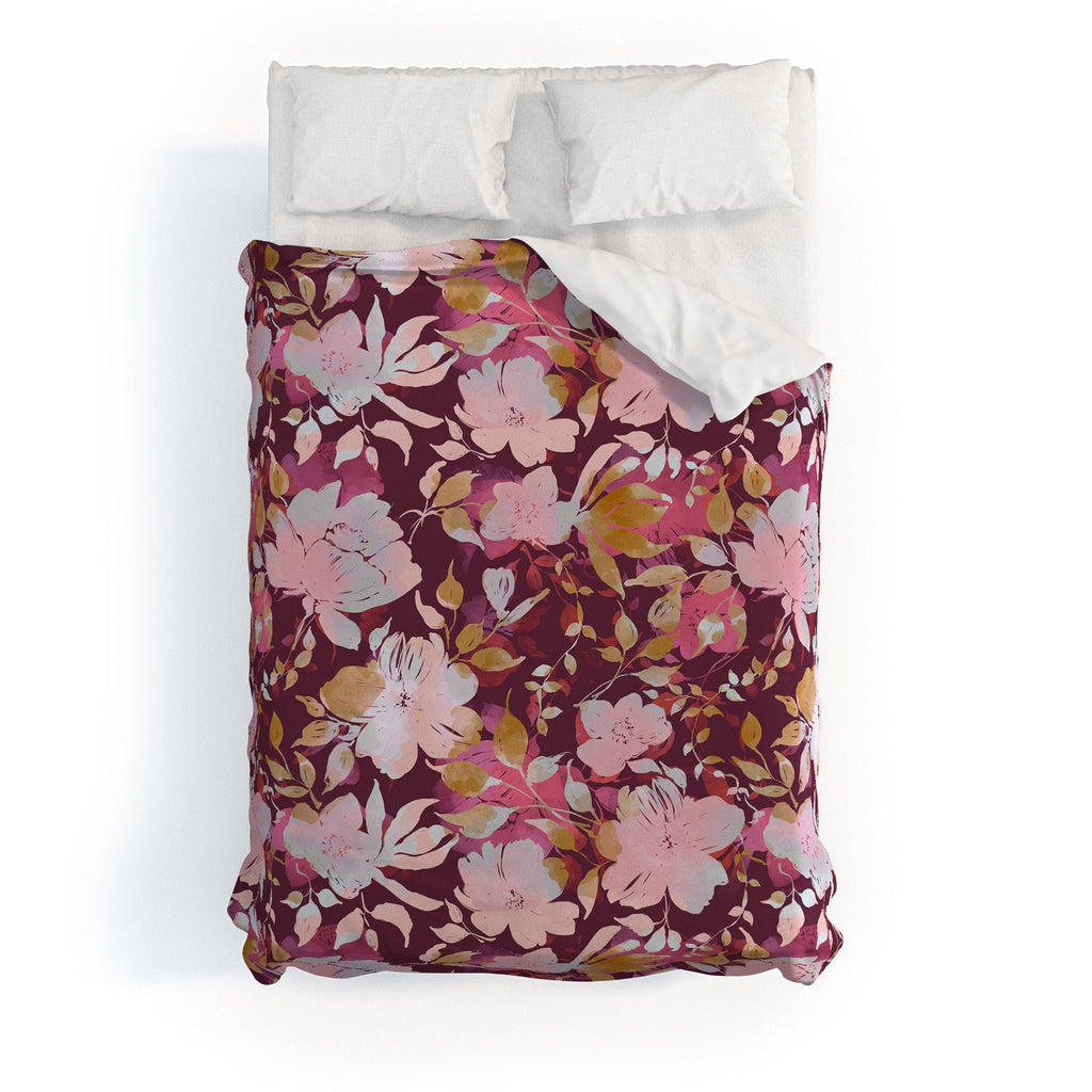 Marta Barragan Camarasa Blossoming Burgundy Fall Duvet Cover