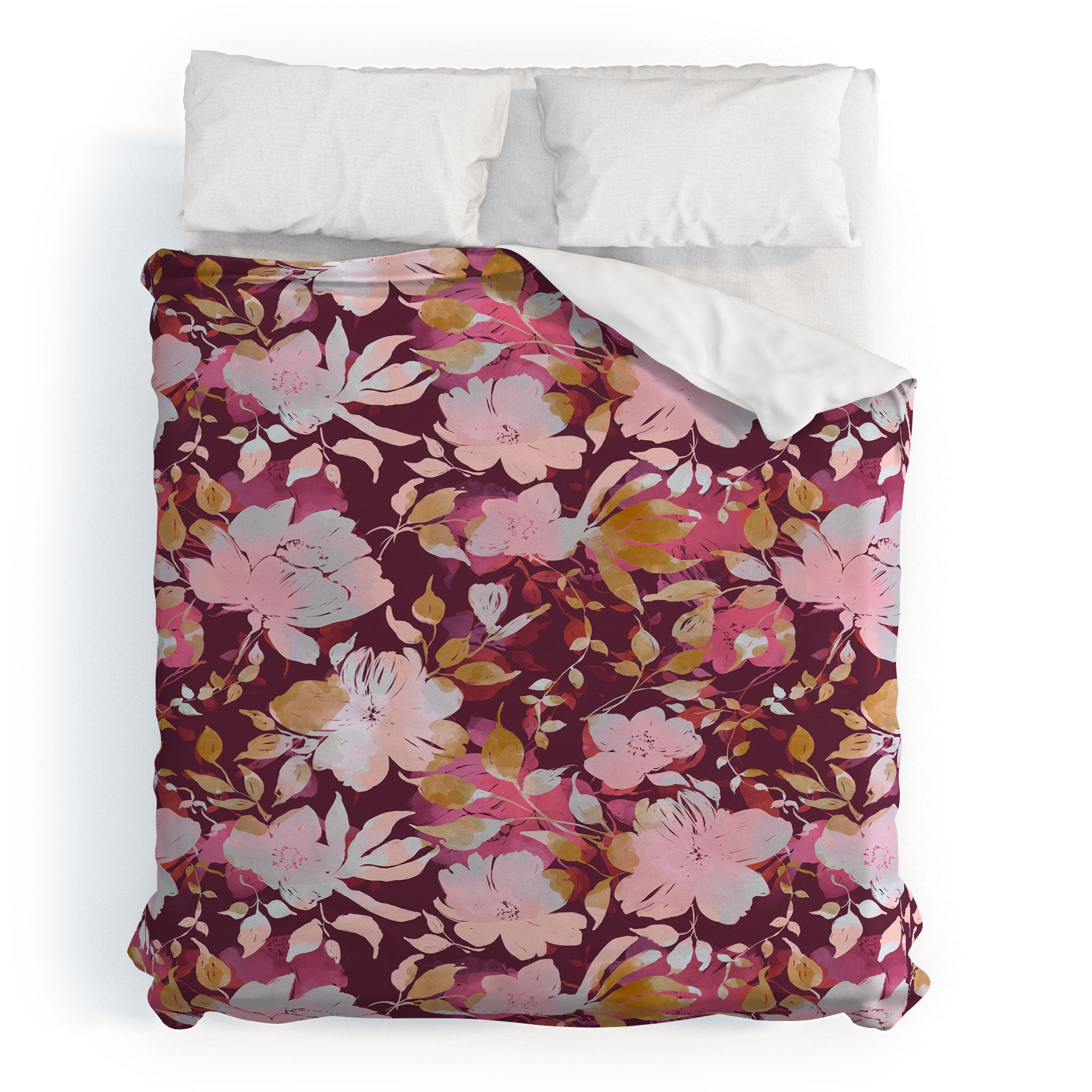 Marta Barragan Camarasa Blossoming Burgundy Fall Duvet Cover