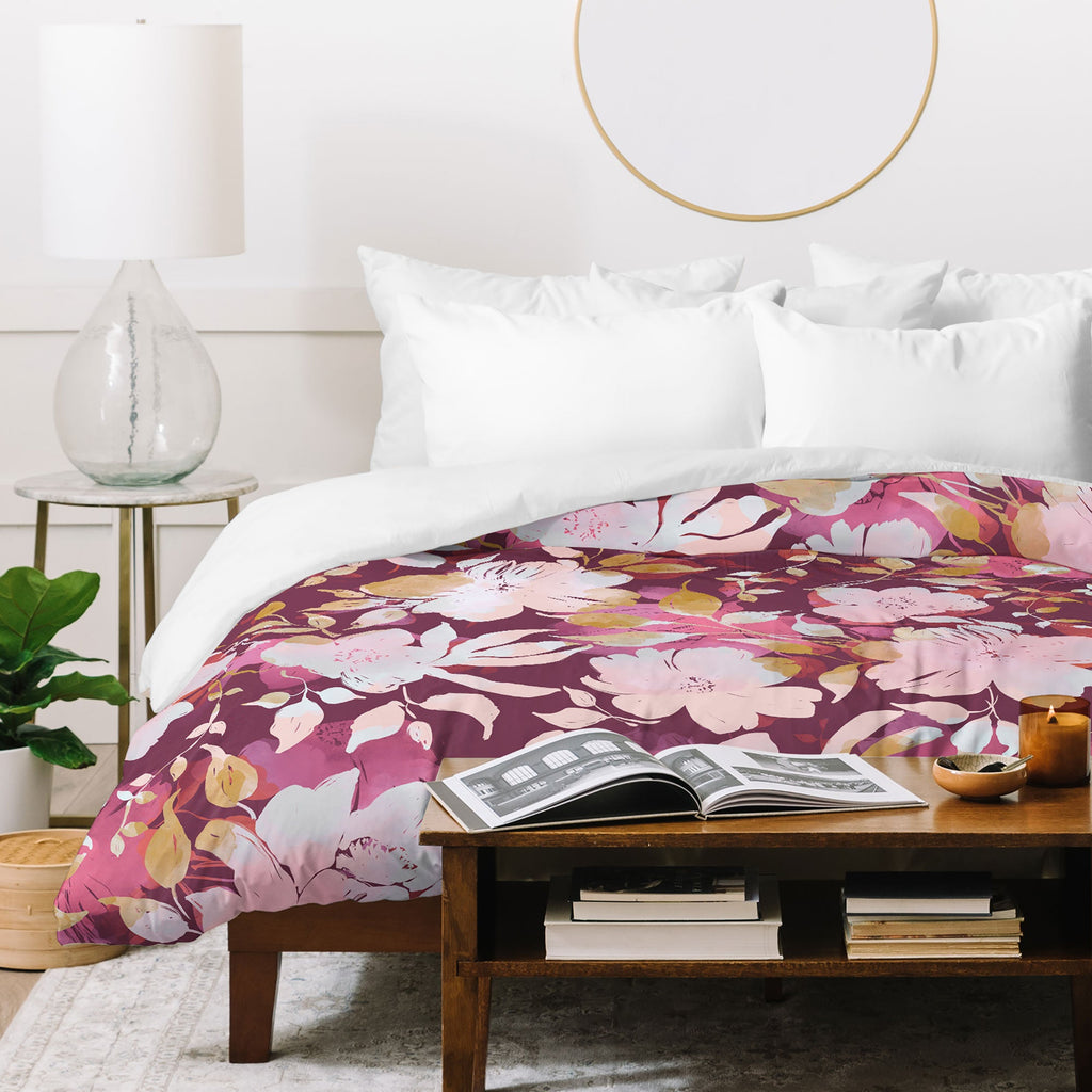 Marta Barragan Camarasa Blossoming Burgundy Fall Duvet Cover