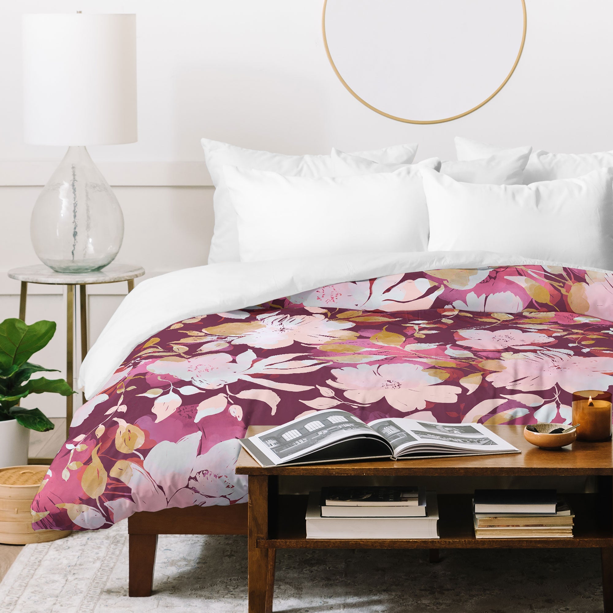 Marta Barragan Camarasa Blossoming Burgundy Fall Duvet Cover