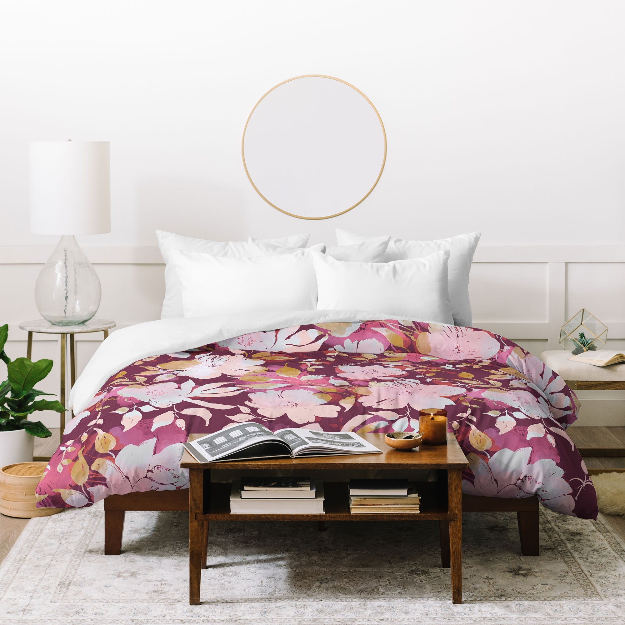 Marta Barragan Camarasa Blossoming Burgundy Fall Duvet Cover