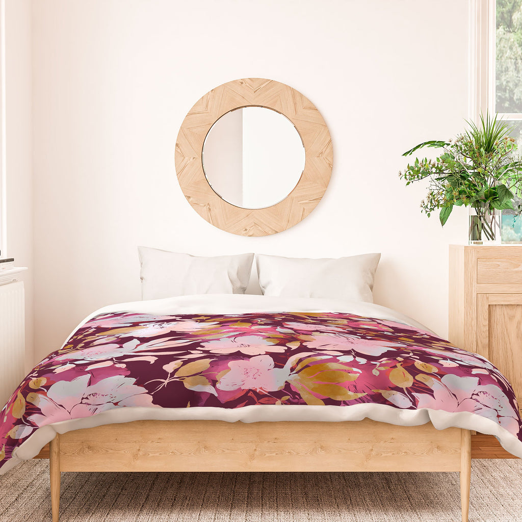 Marta Barragan Camarasa Blossoming Burgundy Fall Duvet Cover