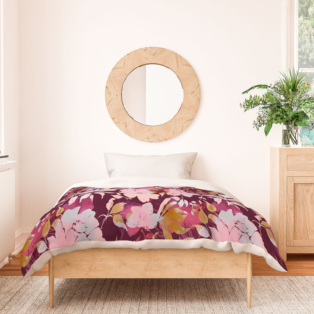 Marta Barragan Camarasa Blossoming Burgundy Fall Duvet Cover
