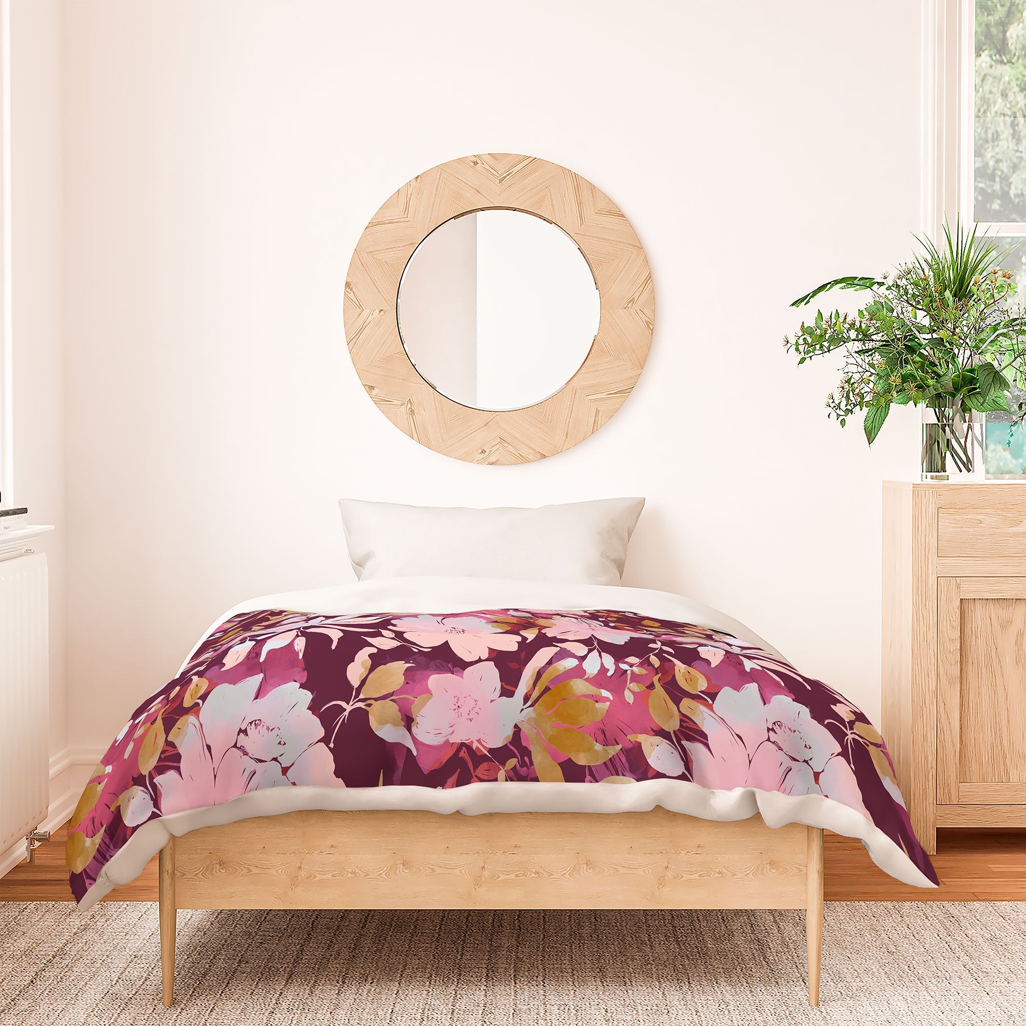 Marta Barragan Camarasa Blossoming Burgundy Fall Duvet Cover