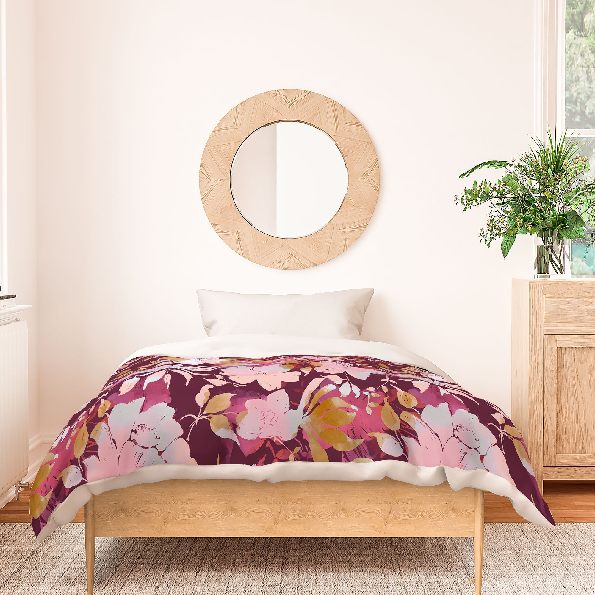 Marta Barragan Camarasa Blossoming Burgundy Fall Duvet Cover