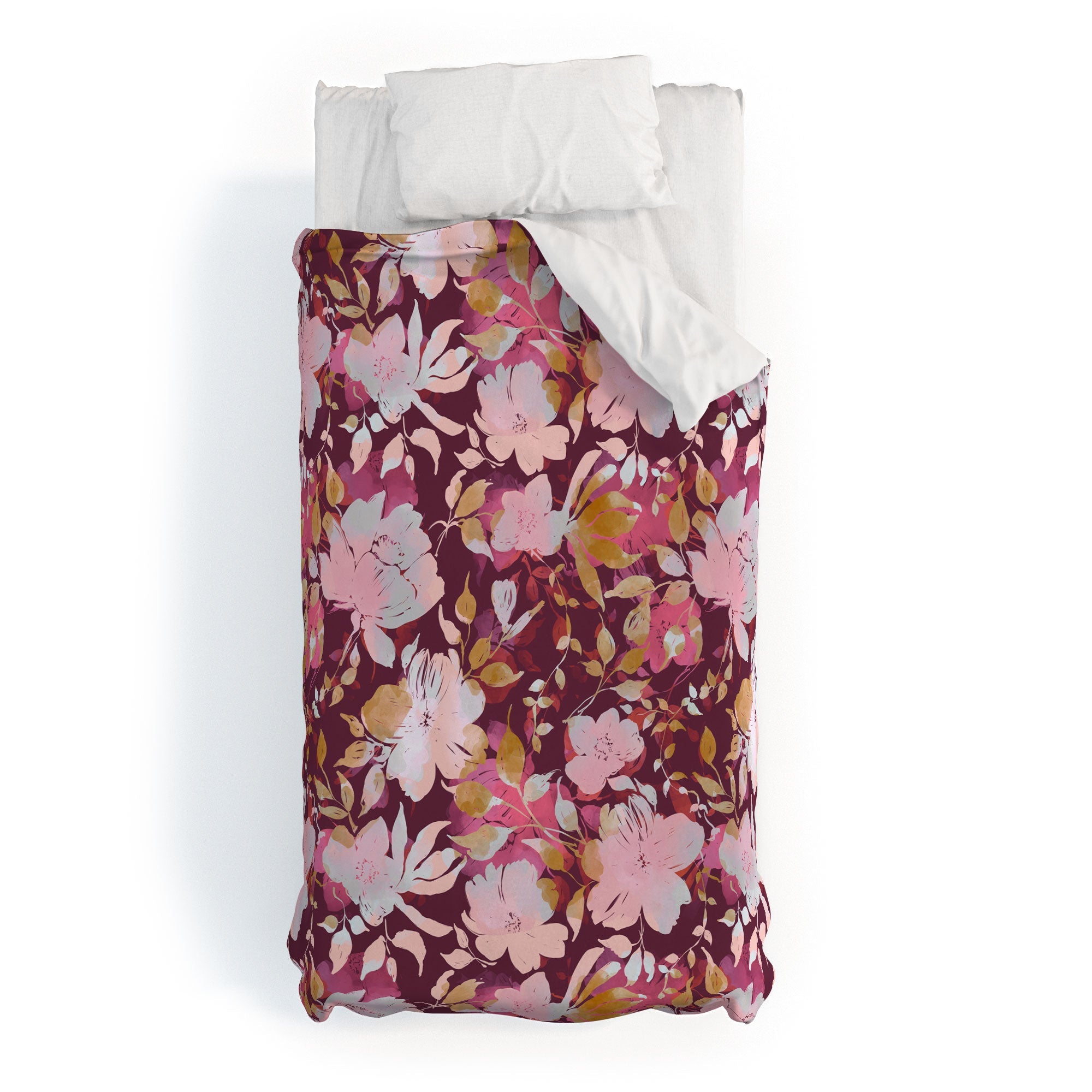 Marta Barragan Camarasa Blossoming Burgundy Fall Duvet Cover