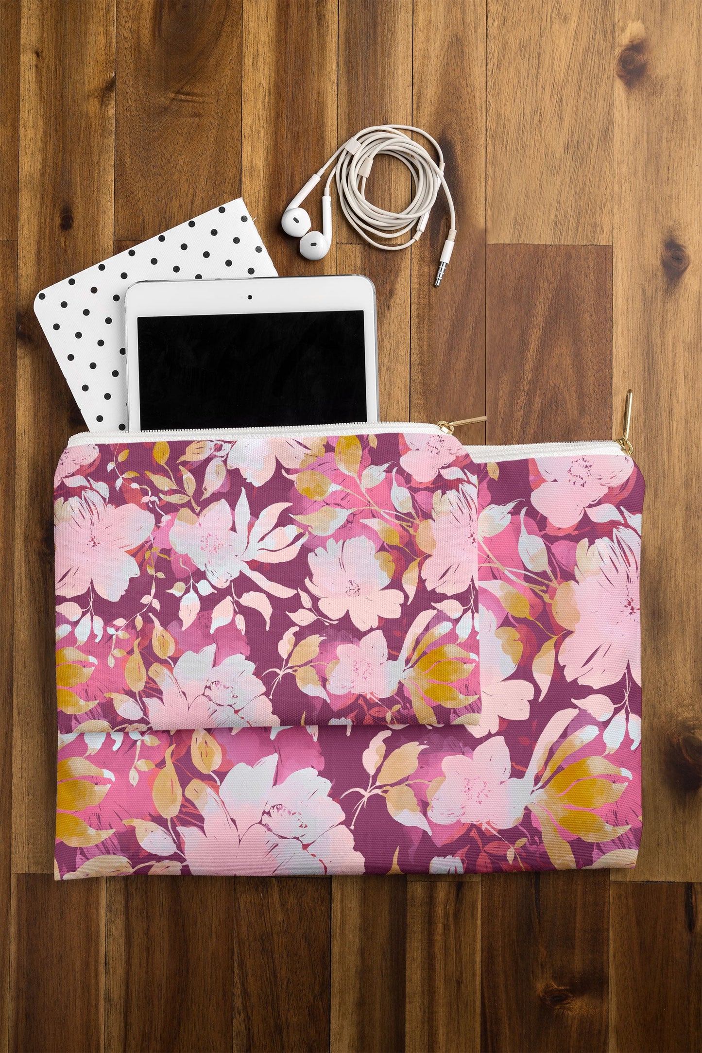 Marta Barragan Camarasa Blossoming Burgundy Fall Pouch
