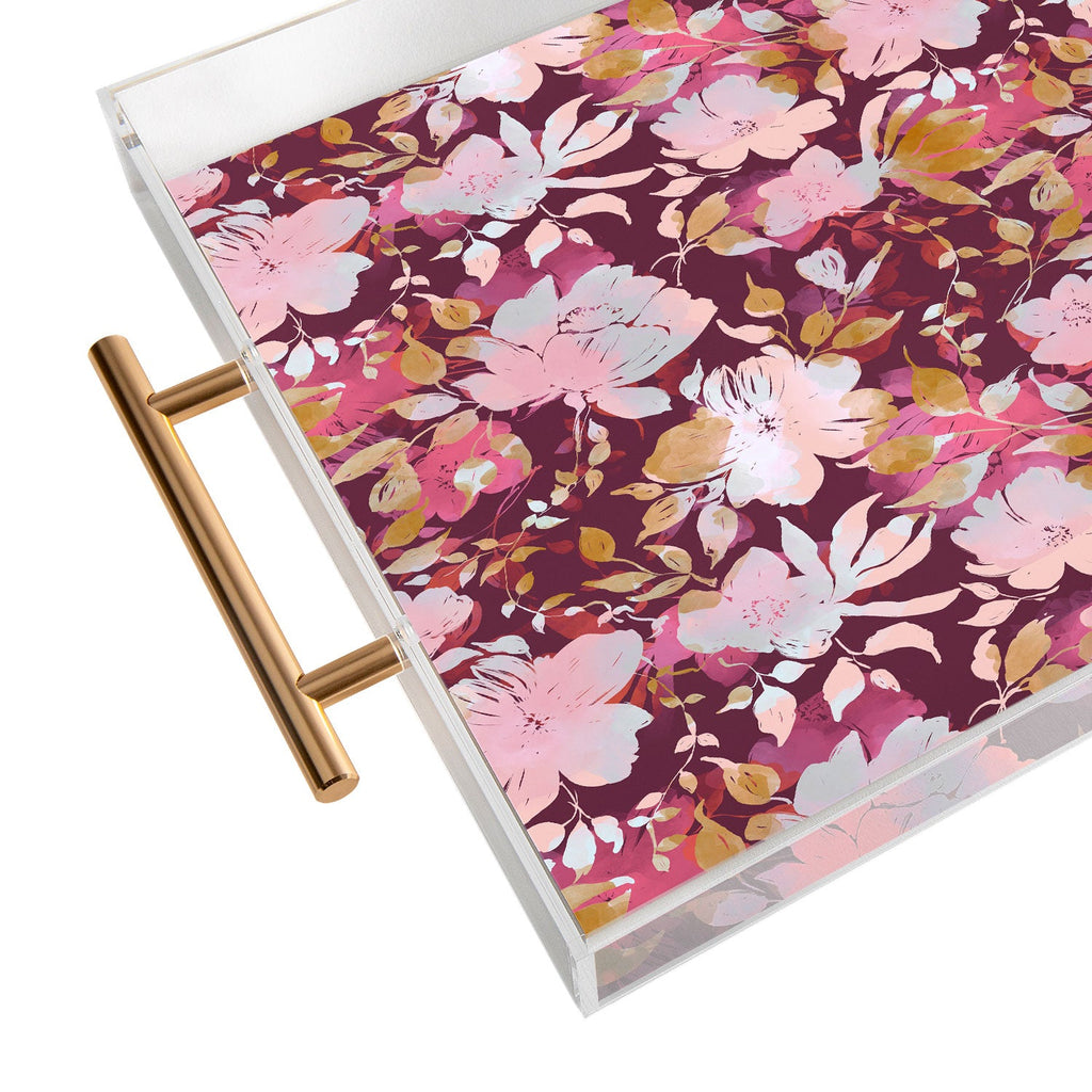 Marta Barragan Camarasa Blossoming Burgundy Fall Acrylic Tray
