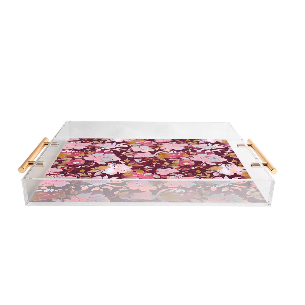 Marta Barragan Camarasa Blossoming Burgundy Fall Acrylic Tray