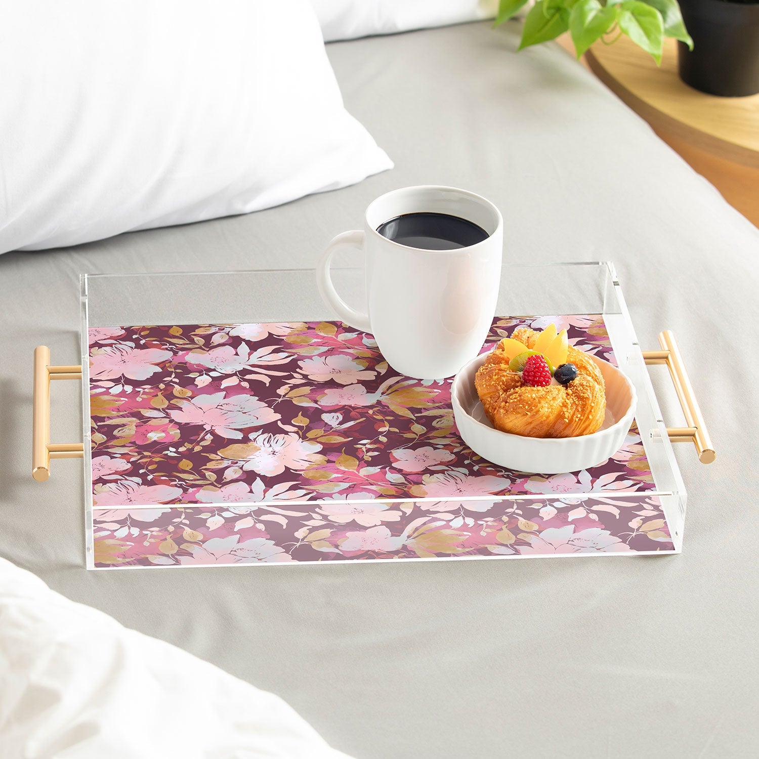 Marta Barragan Camarasa Blossoming Burgundy Fall Acrylic Tray