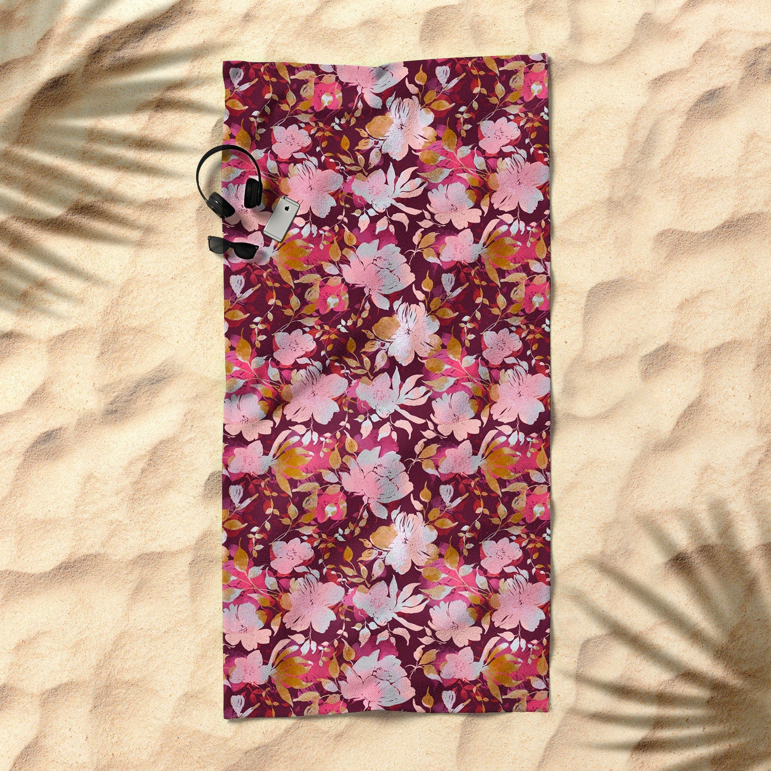 Marta Barragan Camarasa Blossoming Burgundy Fall Beach Towel