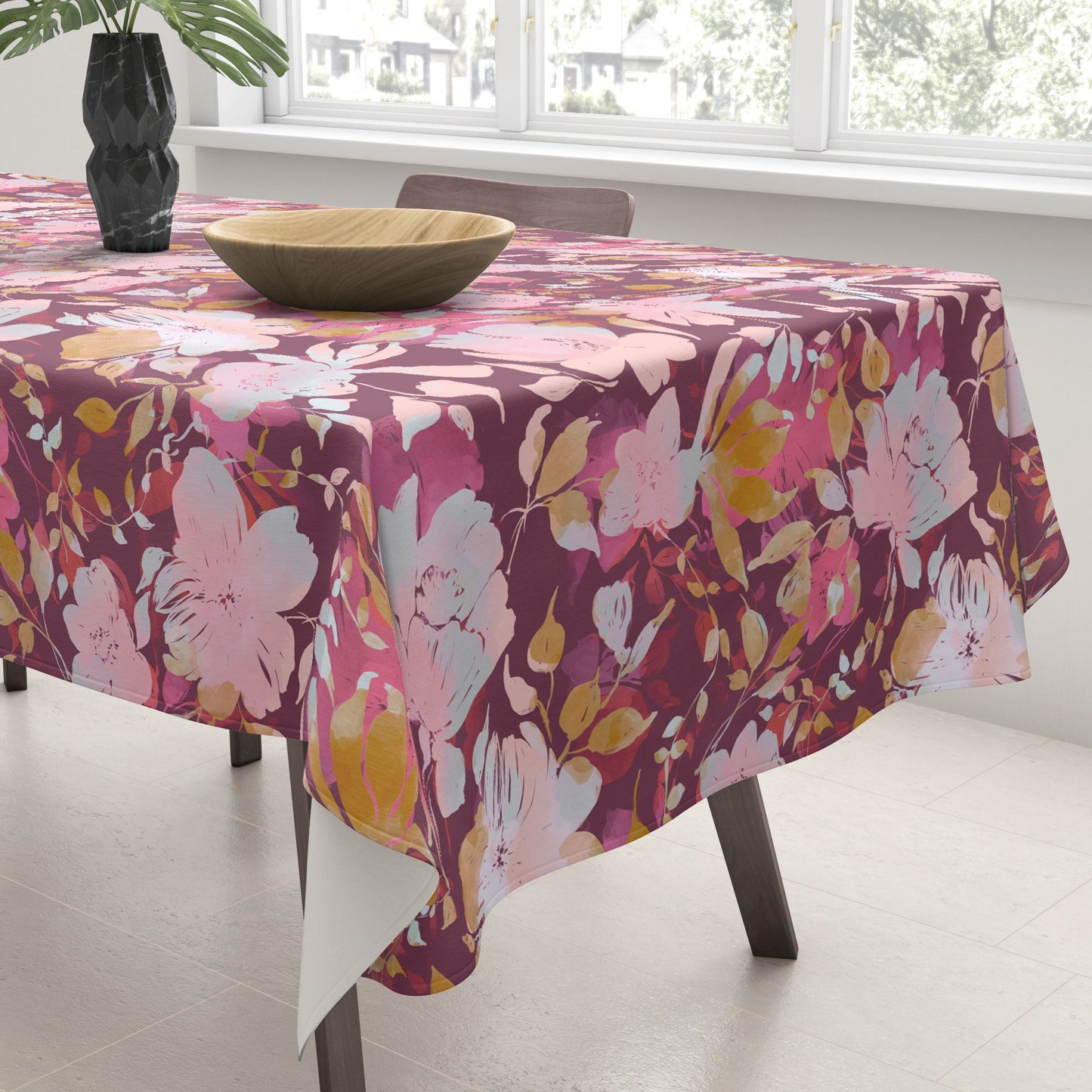 Marta Barragan Camarasa Blossoming Burgundy Fall Tablecloth