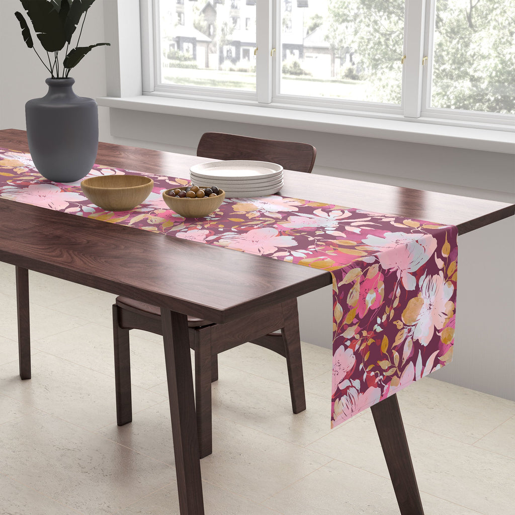 Marta Barragan Camarasa Blossoming Burgundy Fall Table Runner