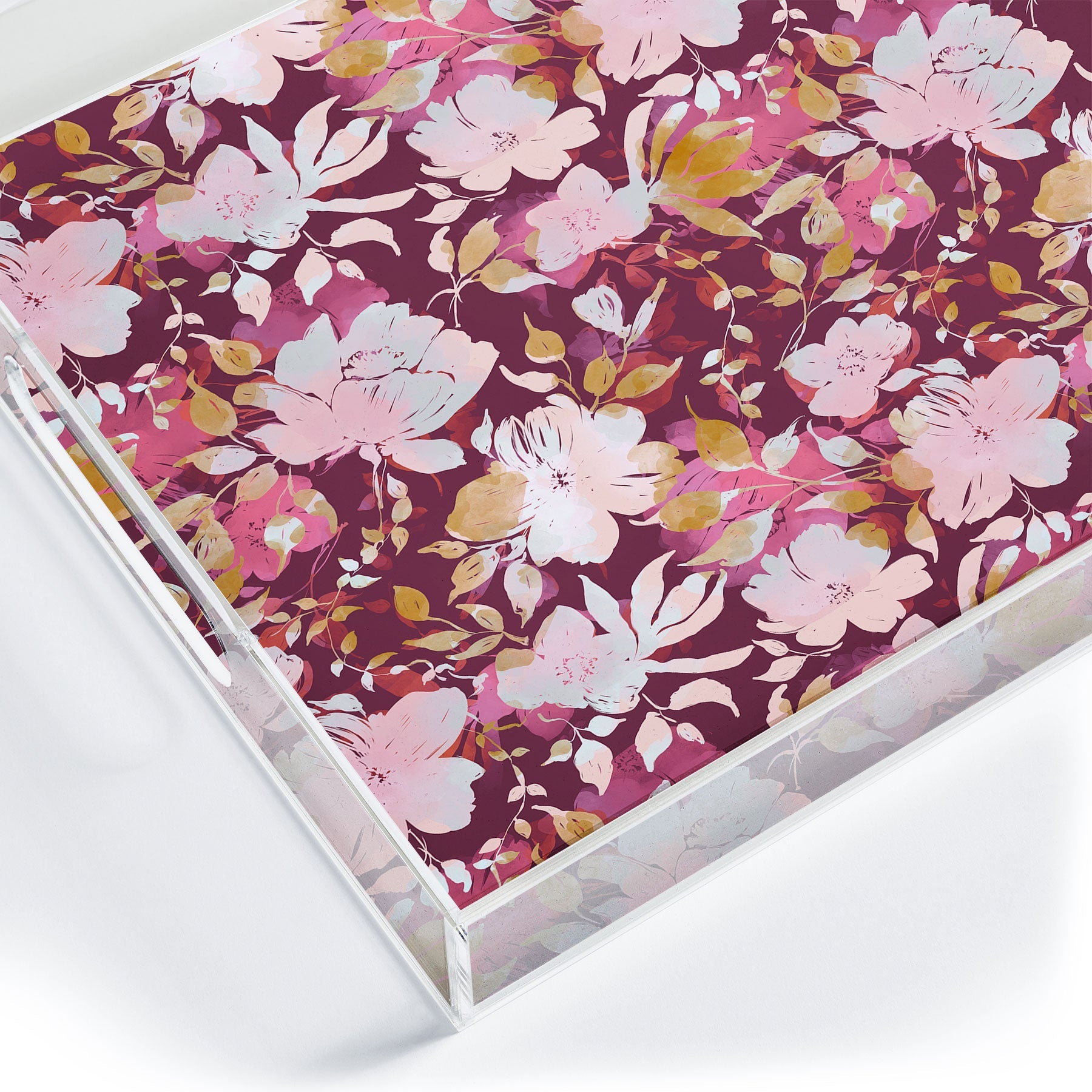 Marta Barragan Camarasa Blossoming Burgundy Fall Acrylic Tray