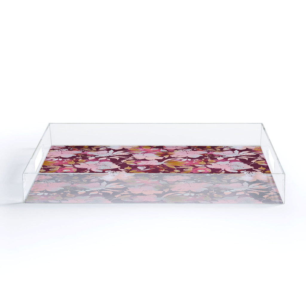 Marta Barragan Camarasa Blossoming Burgundy Fall Acrylic Tray