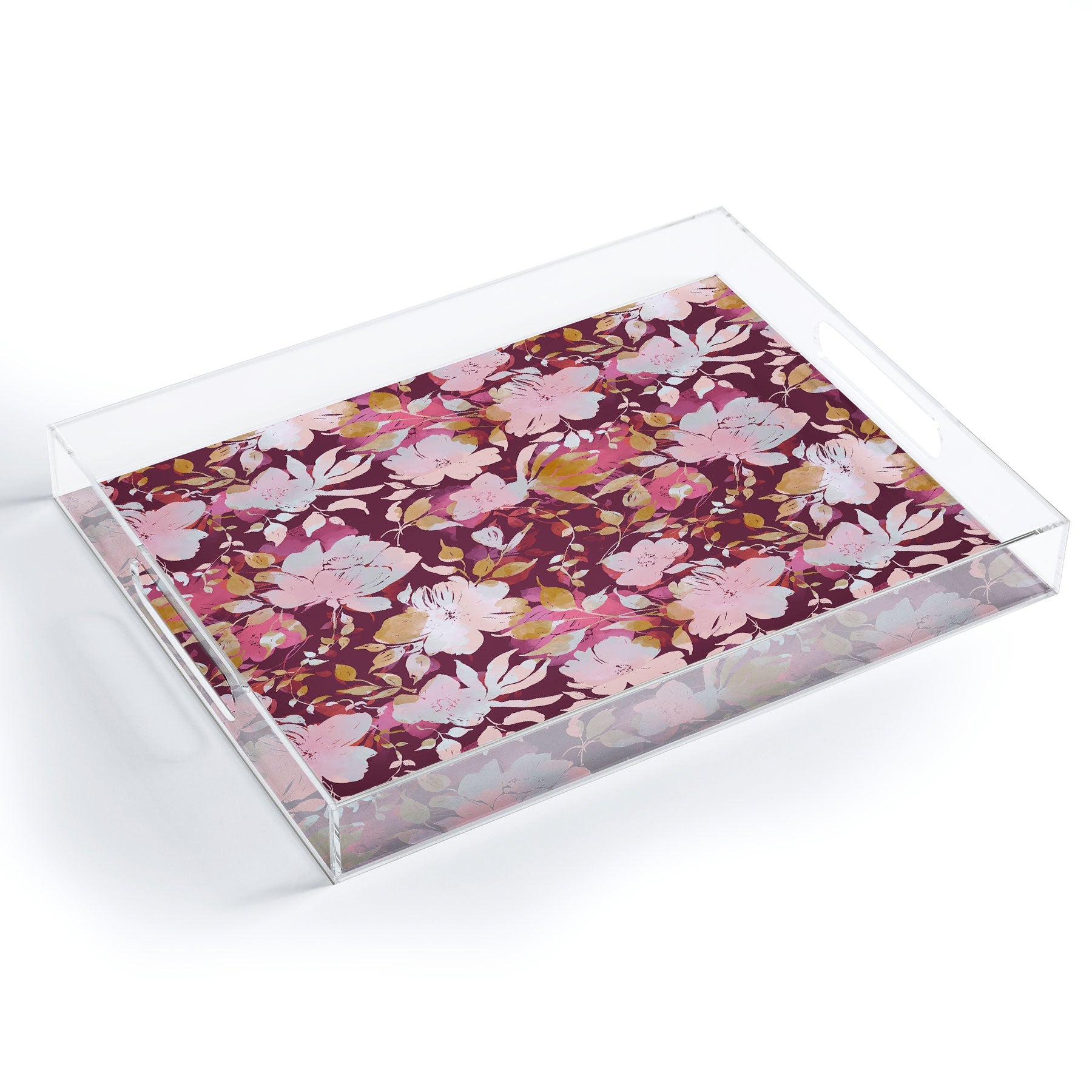Marta Barragan Camarasa Blossoming Burgundy Fall Acrylic Tray