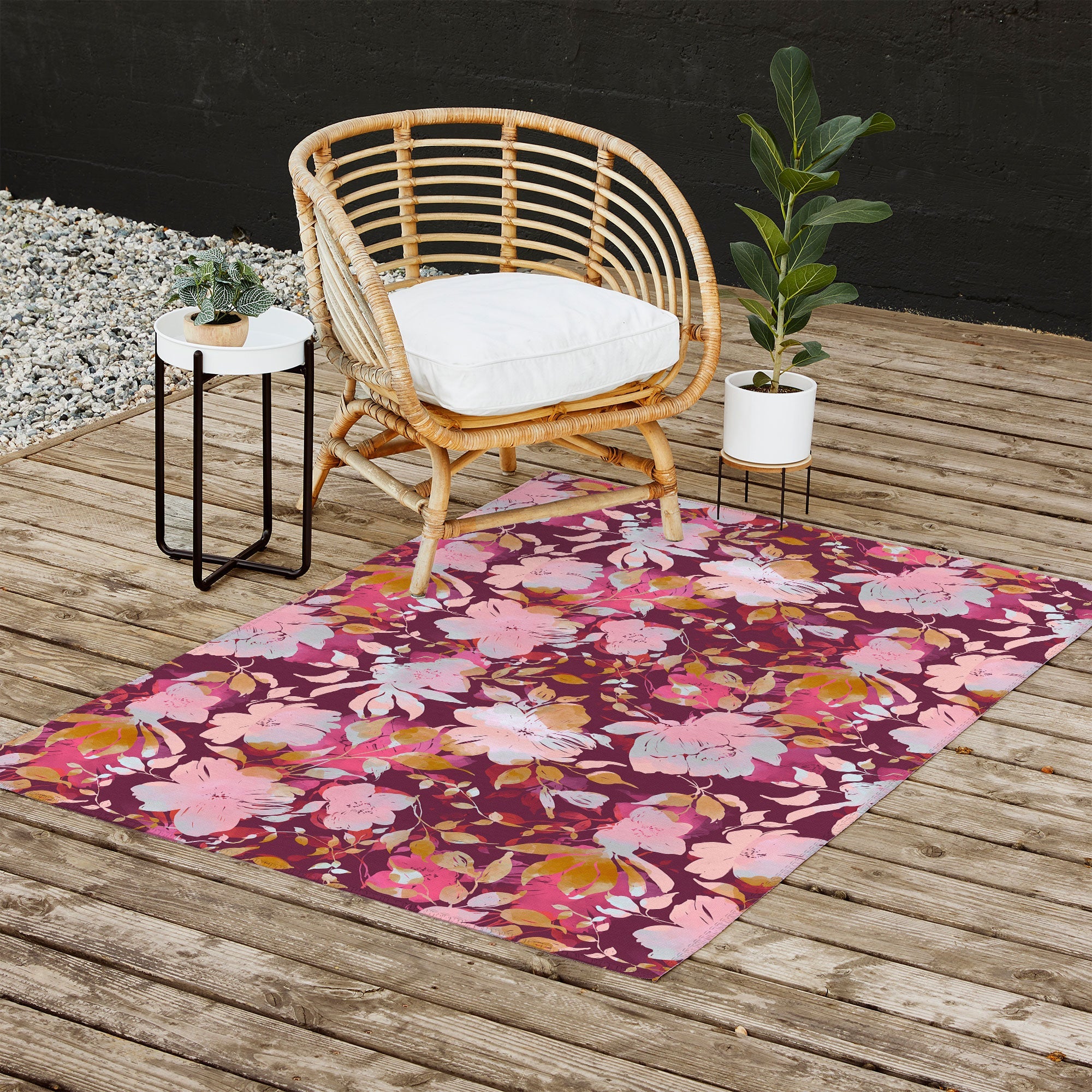 Marta Barragan Camarasa Blossoming Burgundy Fall Outdoor Rug