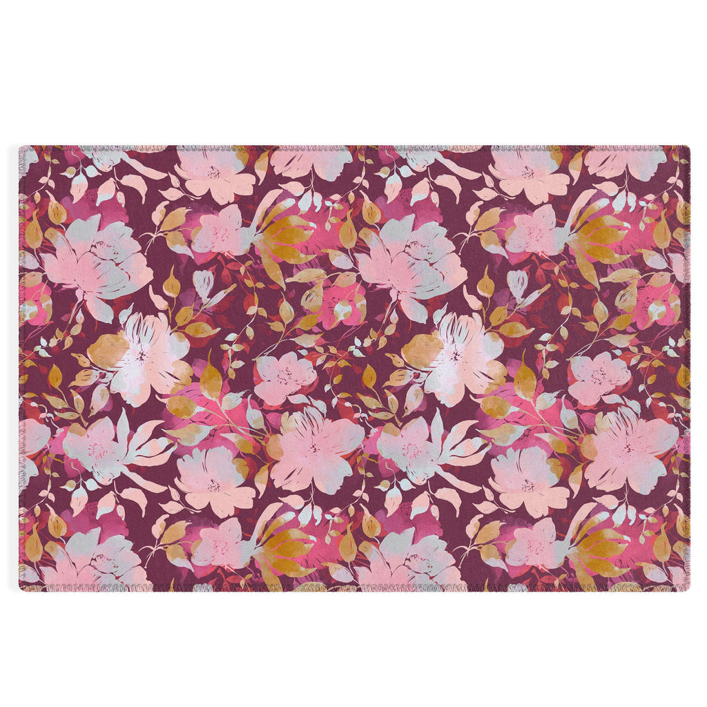 Marta Barragan Camarasa Blossoming Burgundy Fall Outdoor Rug