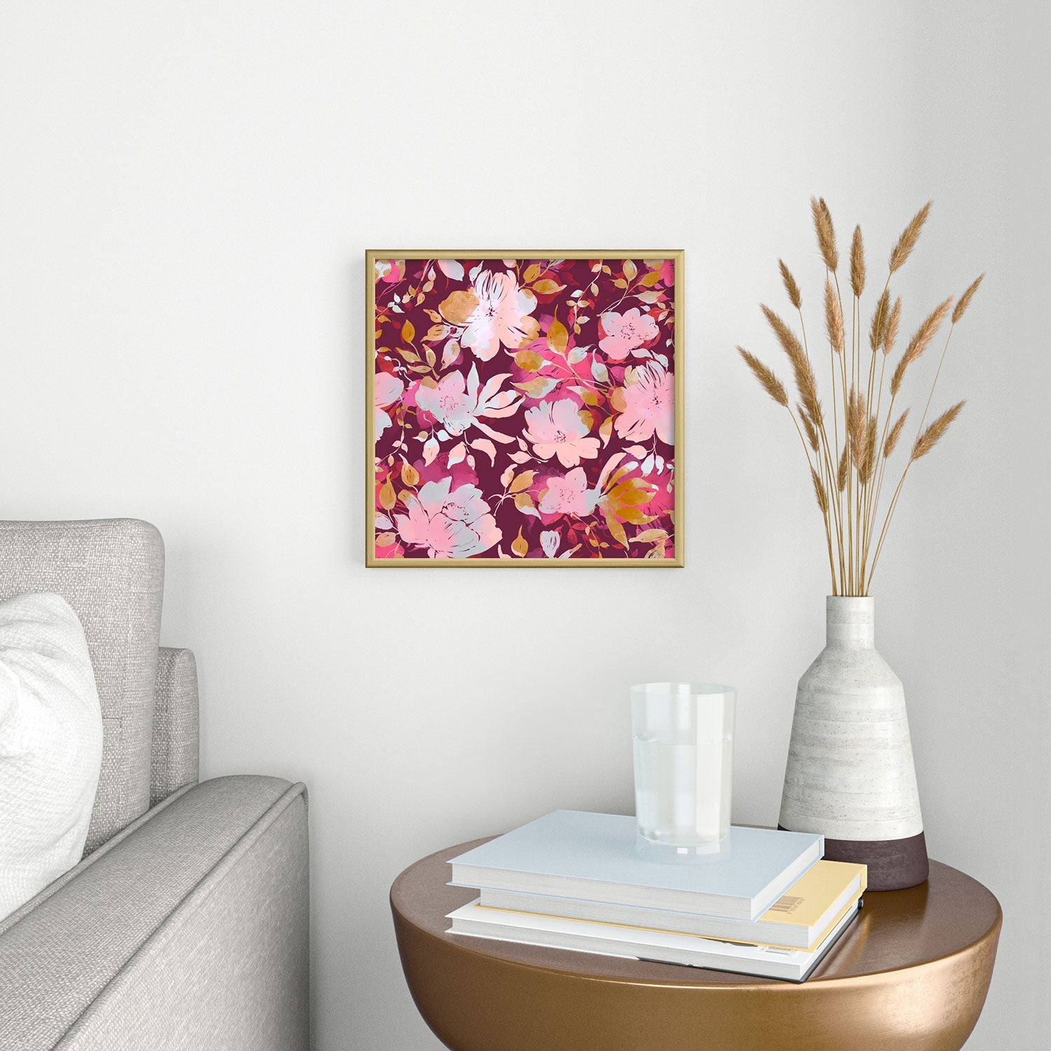 Marta Barragan Camarasa Blossoming Burgundy Fall Square Metal Framed Art Print