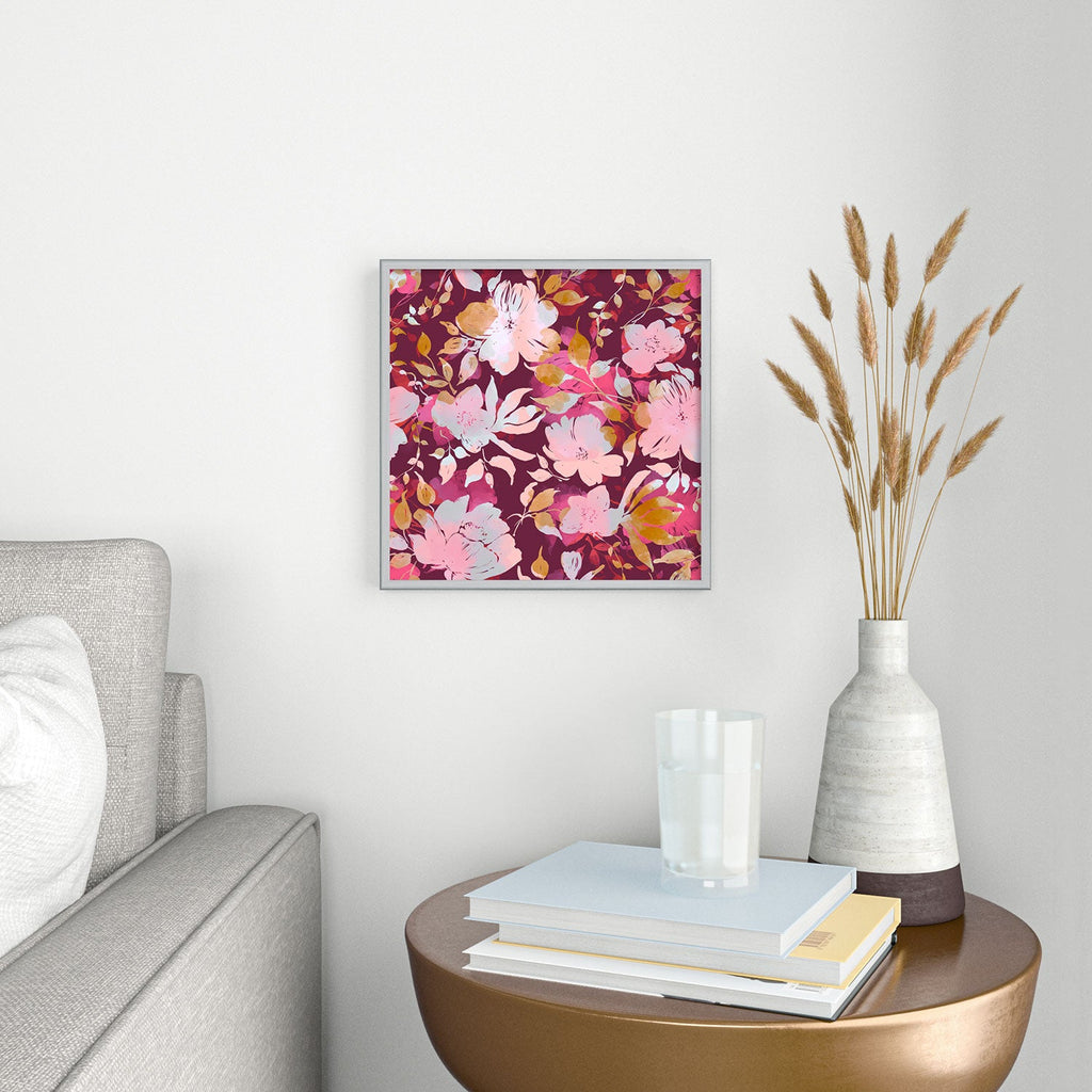 Marta Barragan Camarasa Blossoming Burgundy Fall Square Metal Framed Art Print