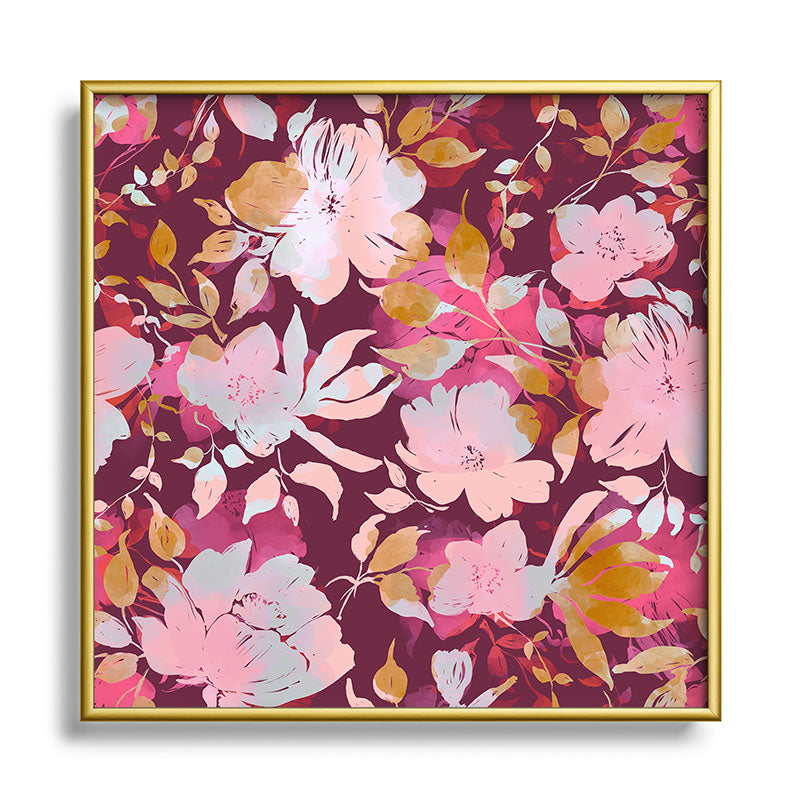 Marta Barragan Camarasa Blossoming Burgundy Fall Square Metal Framed Art Print