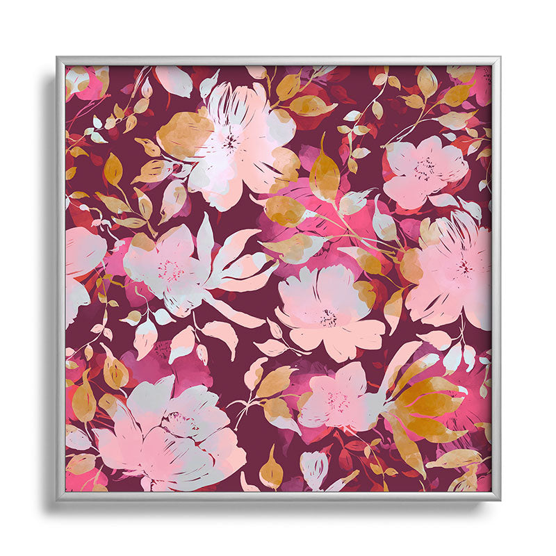 Marta Barragan Camarasa Blossoming Burgundy Fall Square Metal Framed Art Print