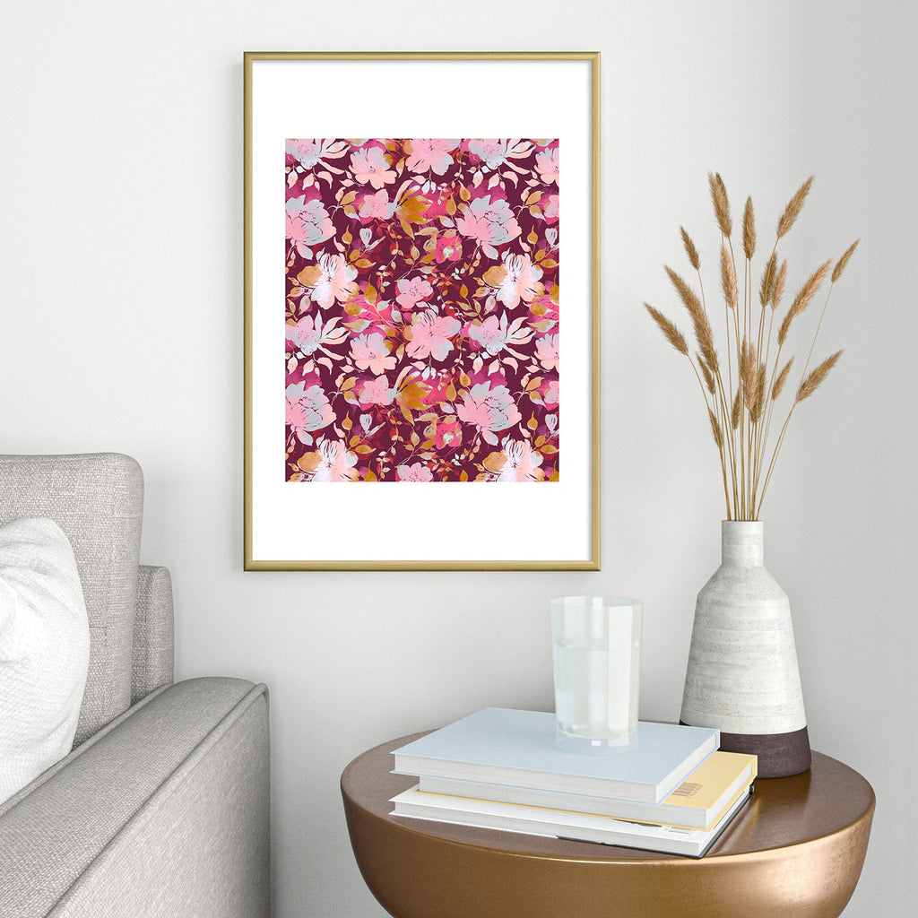 Marta Barragan Camarasa Blossoming Burgundy Fall Metal Framed Art Print