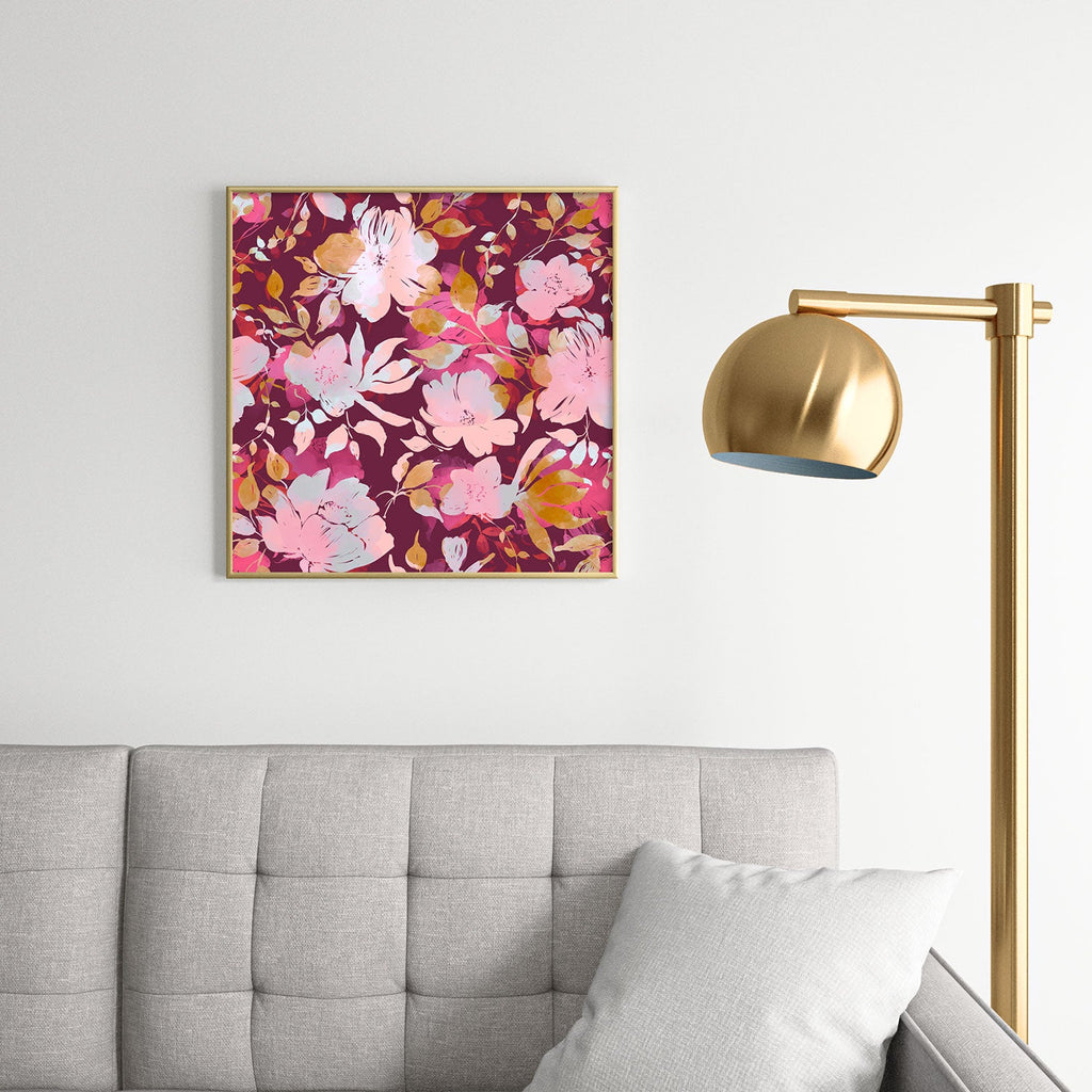 Marta Barragan Camarasa Blossoming Burgundy Fall Square Metal Framed Art Print